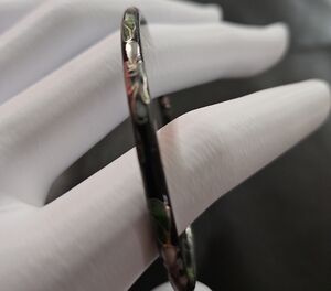 Cloisonne Black Floral Bangle Bracelet